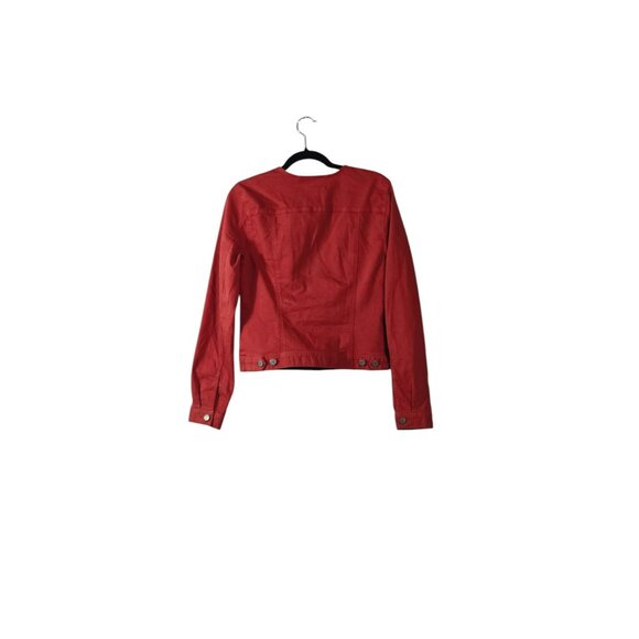 Loft Size Small Jacket Demin Cropped Round Collar Brick Red NWT - Picture 7 of 8